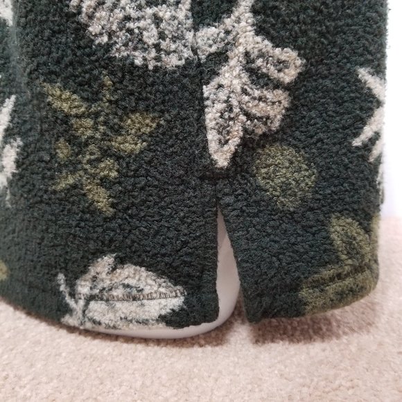 Woolrich sweater Medium fall outdoors leaf print v-neck fleece pullover VINTAGE - Picture 5 of 12